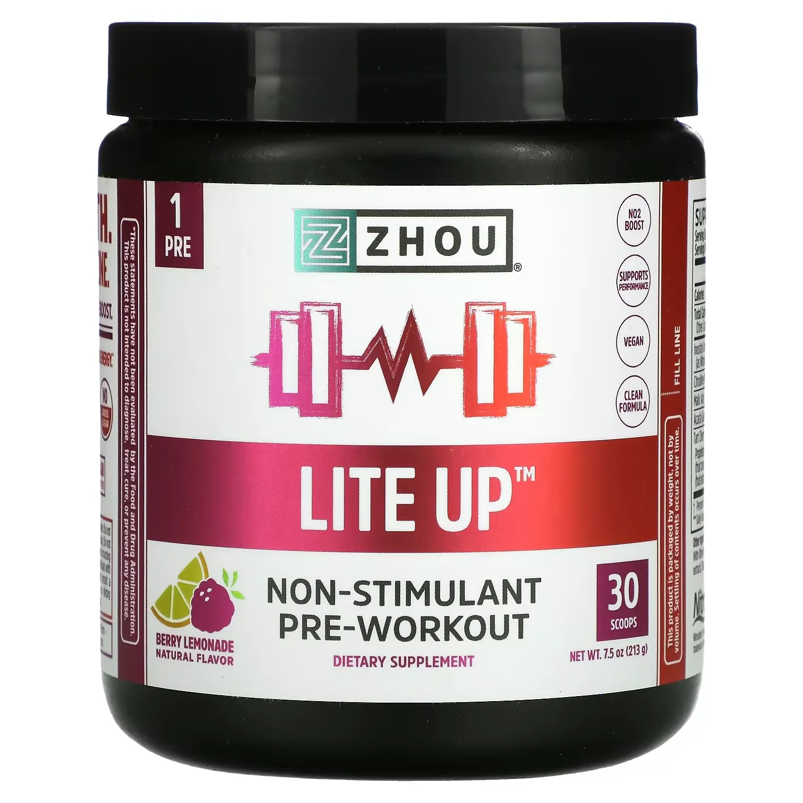 Lite Up, Non-Stimulant Pre-Workout, Berry Lemonade, 7.5 oz (213 g)