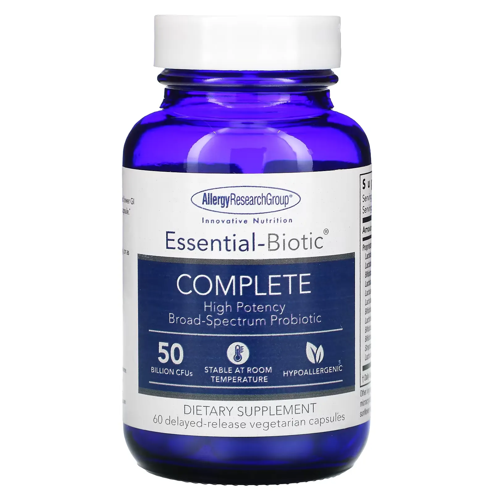 Essential-Biotic Complete, 50 Billion CFUs, 60 Delayed-Release Vegetarian Capsules