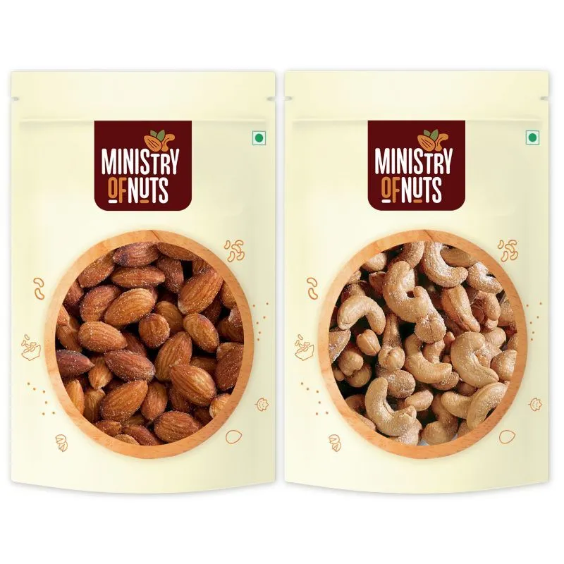 Ministry of Nuts Premium Dry Fruits Roasted & Salted Almonds And Roasted & Salted Cashews