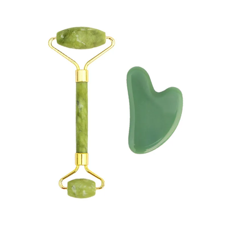 Le Marbelle Jade Roller & Gua Sha Face Massager Combo For Face, Neck, Dark Circles & Under Eye Care