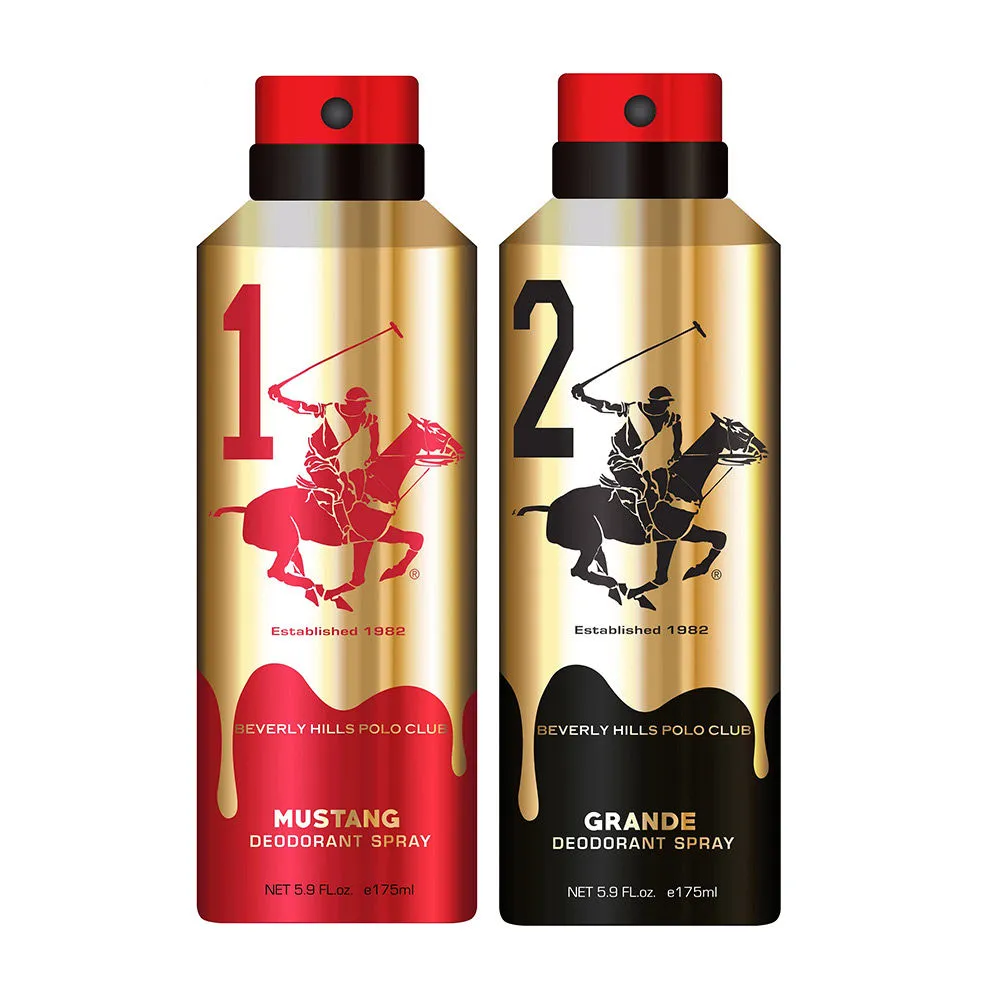 Beverly Hills Polo Club 1 Gold Mustang & 2 Gold Grande Deodorant Spray Combo (pack Of 2)