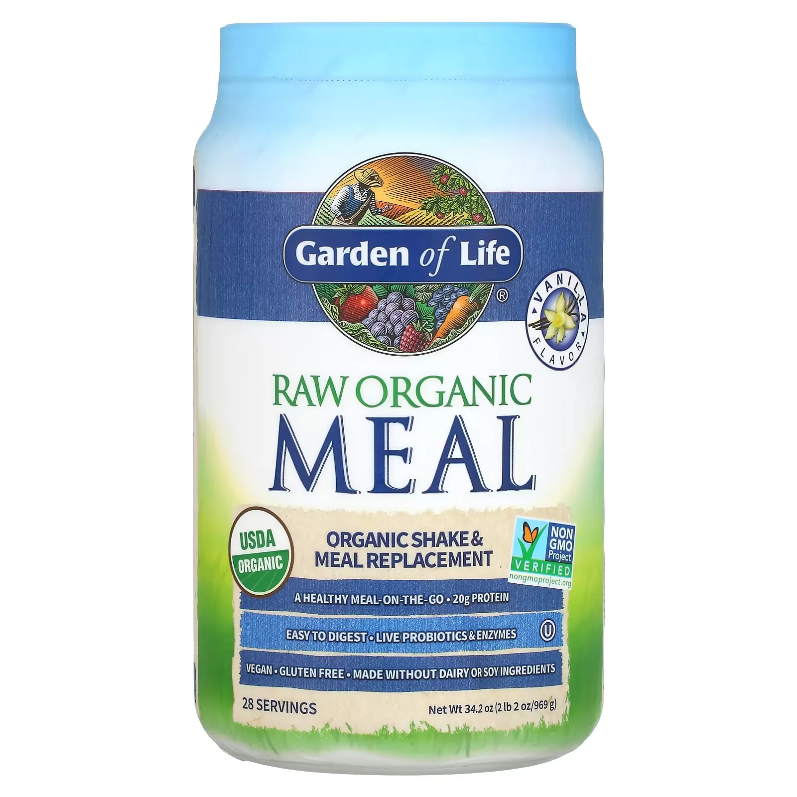 RAW Organic Meal, Shake & Meal Replacement, Vanilla, 2 lb 2 oz (969 g)