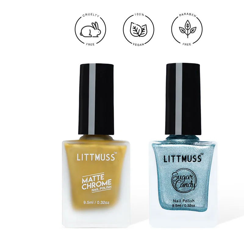 Littmuss Magic Mania - Matte Chrome & Sugar Candy Nail Polish Combo