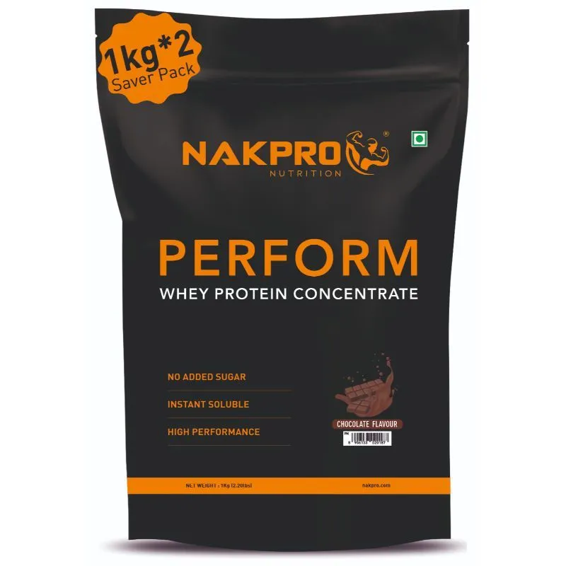 NAKPRO Perform Whey Protein Concentrate Supplement Powder - Chocolate Flavour