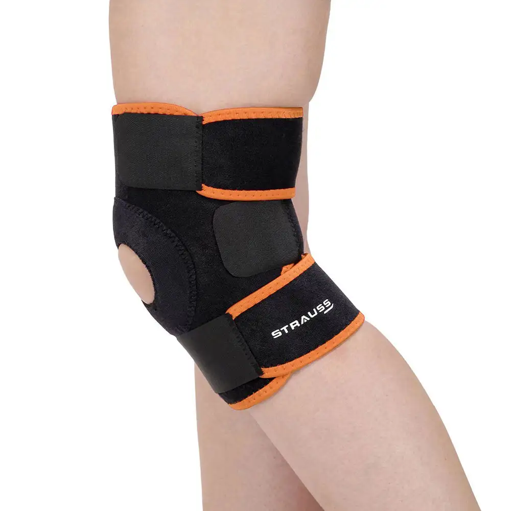 Strauss Adjustable Knee Support Patella,  Black & Orange  Free Size