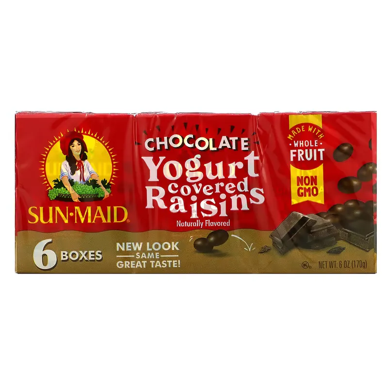 Yogurt Covered Raisins, Chocolate, 6 Boxes, 1 oz (28.3 g) Each