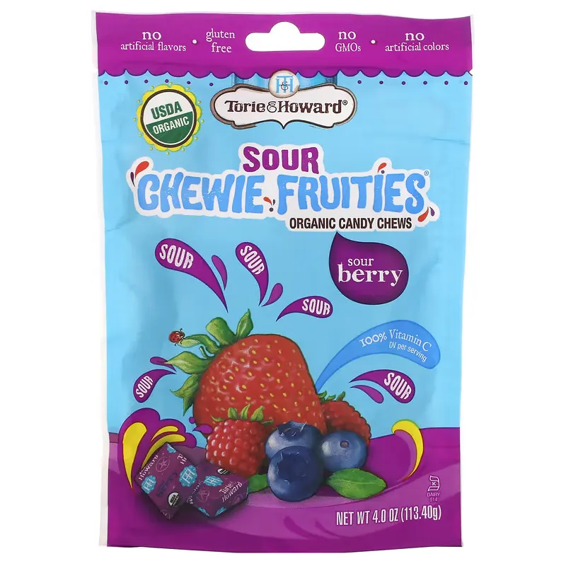 Sour Chewie Fruities, Organic Candy Chews, Sour Berry, 4 oz (113.40 g)