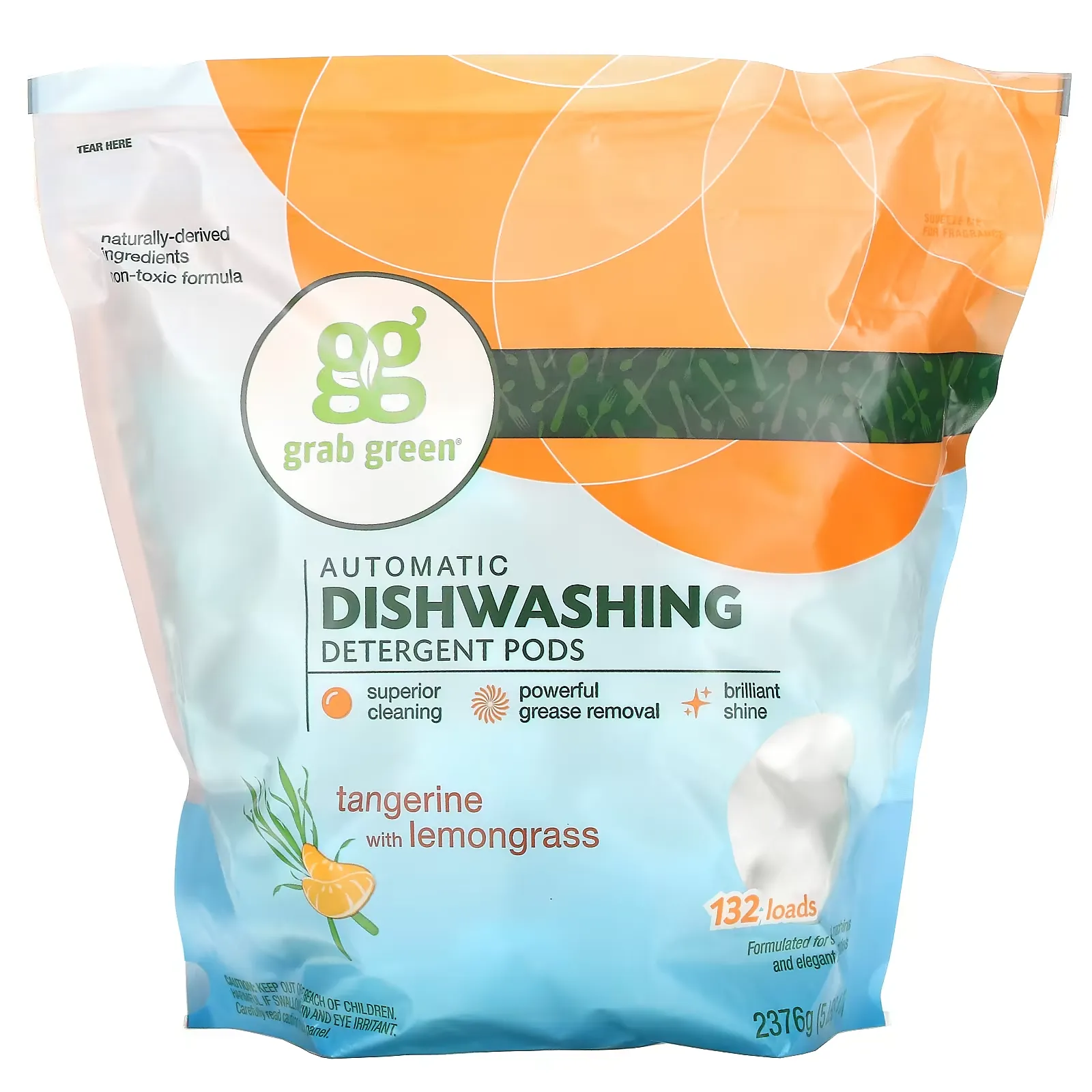 Automatic Dishwashing Detergent Pods, Tangerine with Lemongrass, 5 lbs 4 oz (2376 g)