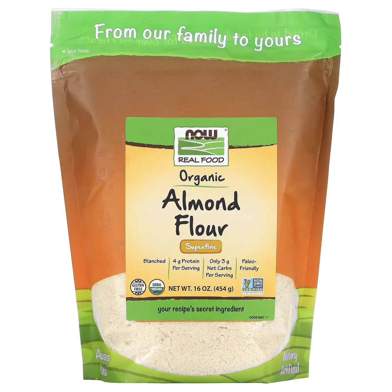 Real Food, Organic Almond Flour, Superfine, 16 oz (454 g)