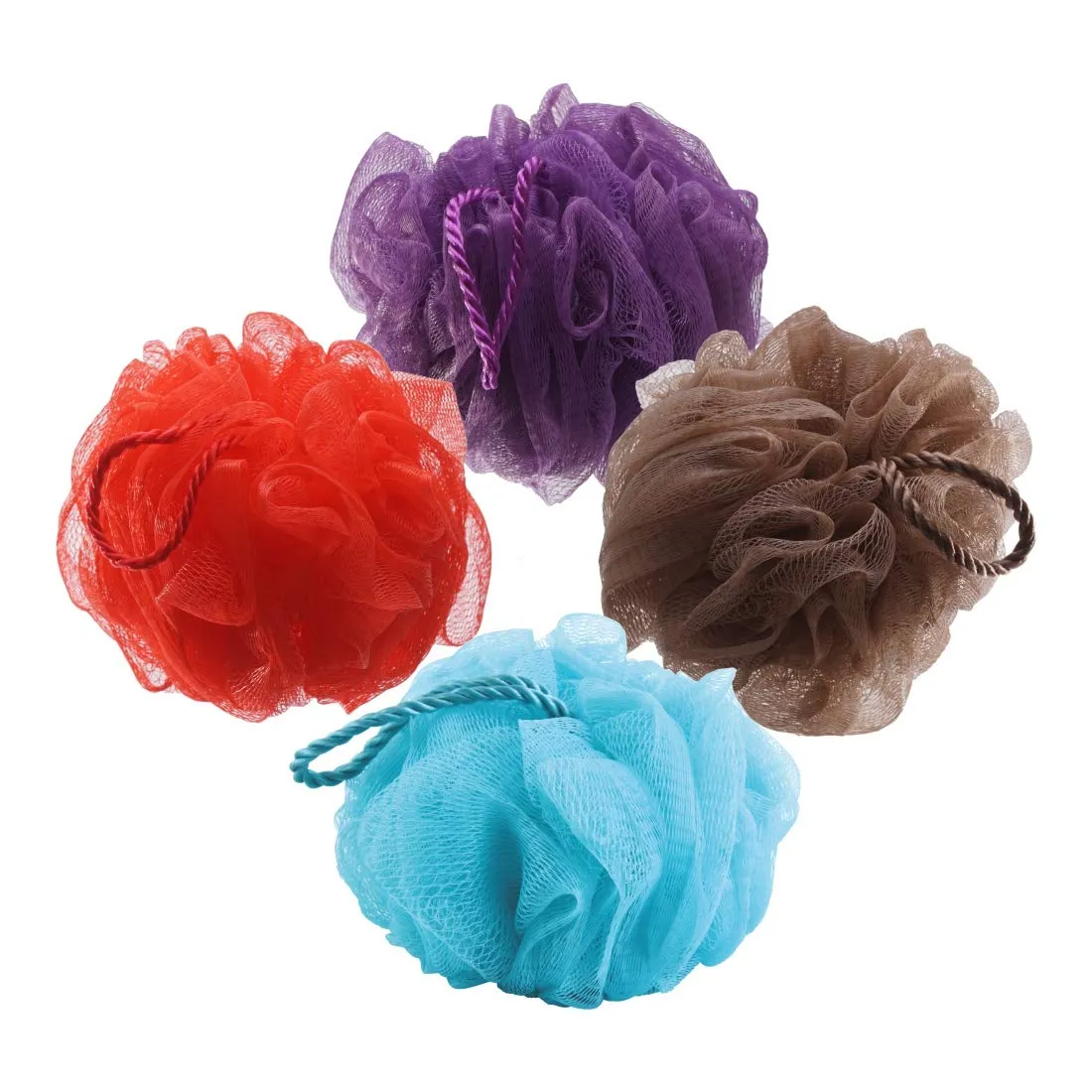 GUBB Luxe Bath Sponge Round Loofah For Women & Men Pack of 4 (Arctic, Lilac, Pebble & Coral)