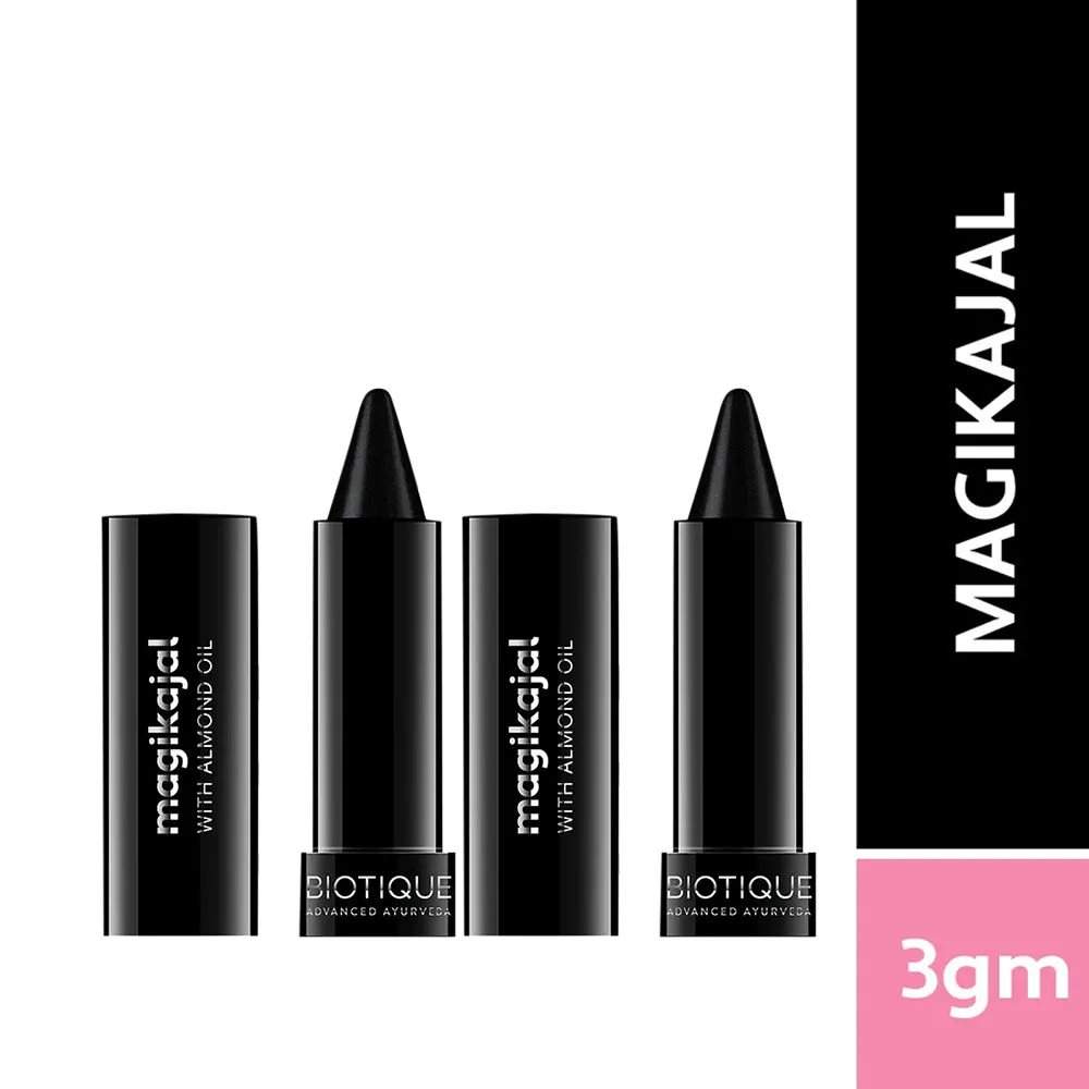 Biotique Natural Makeup Magikajal - Intense Black 010 - Pack of 2