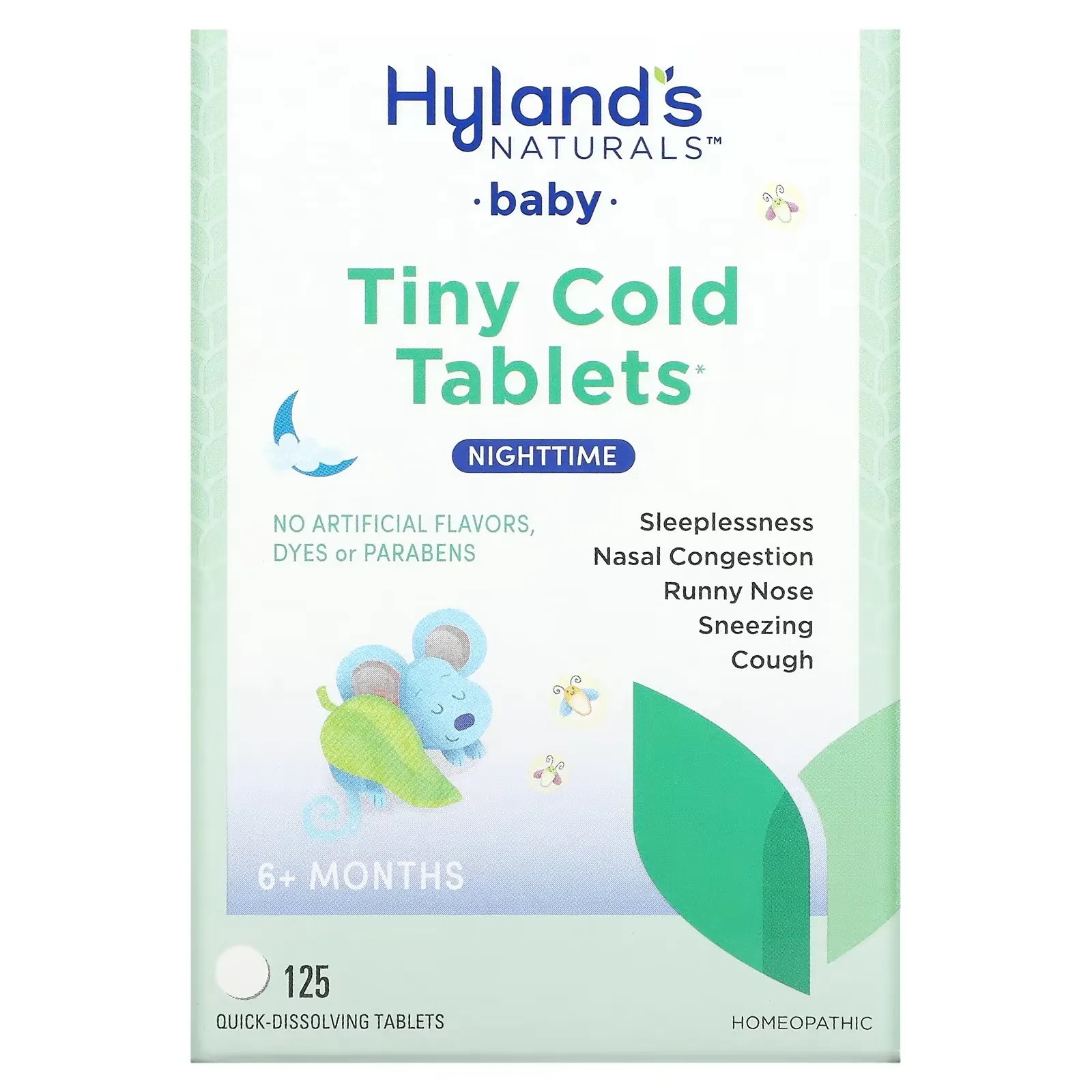 Baby, Tiny Cold Tablets, Nighttime, 6+ Months, 125 Quick-Dissolving Tablets