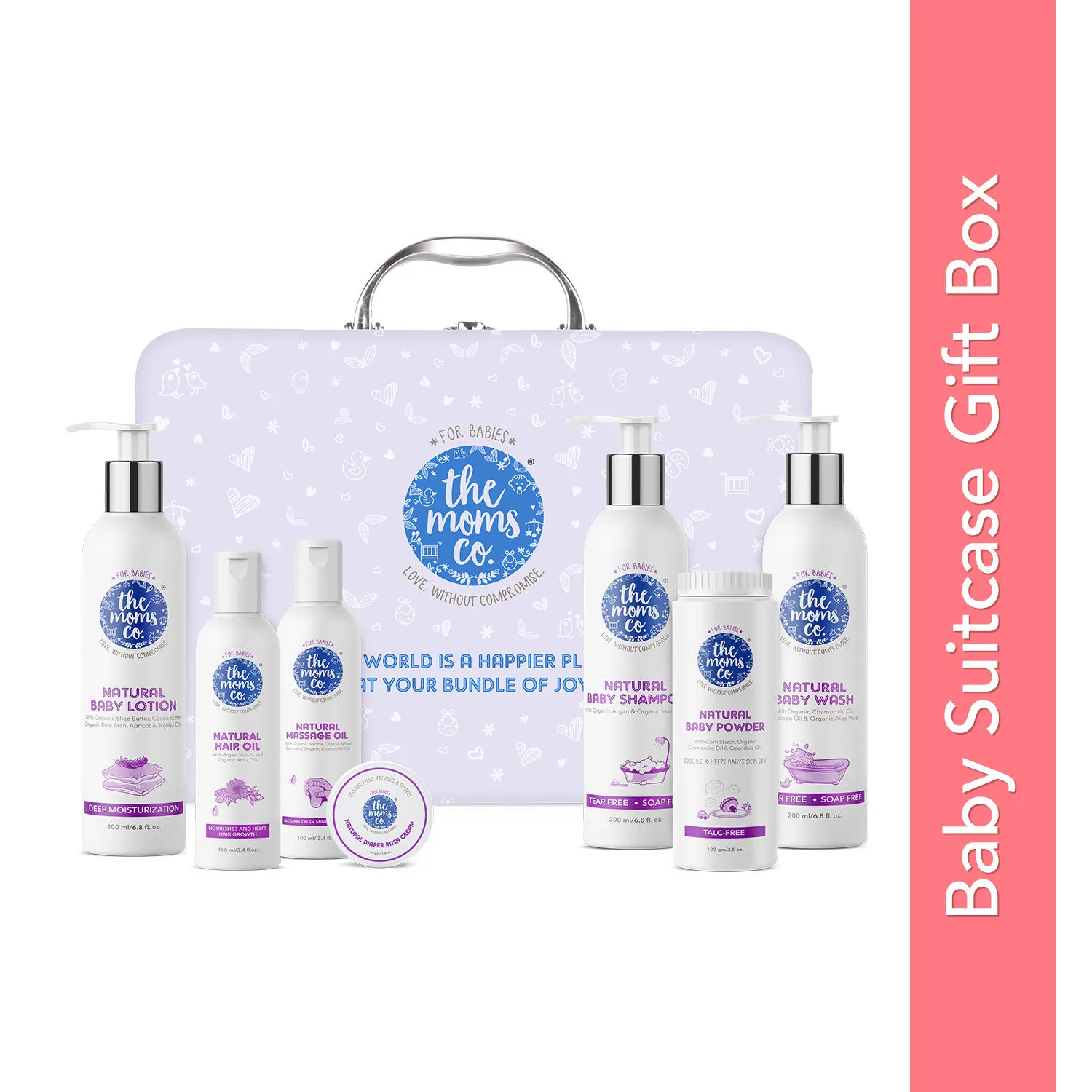 The Moms Co. Everything For Baby Suitcase Gift Box - All natural Skin and Hair Care Baby Products