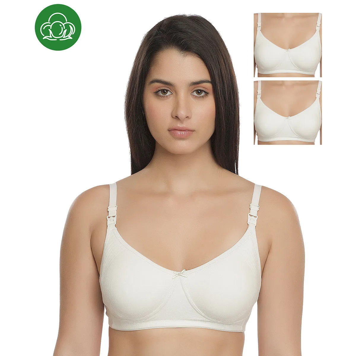 Inner Sense Organic Cotton Antimicrobial Nursing Bra Pack of 3 - White