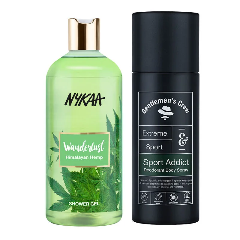 Gentlemen's Crew Deodorant Sport Addict +  Wanderlust Shower Gel Himalayan Hemp