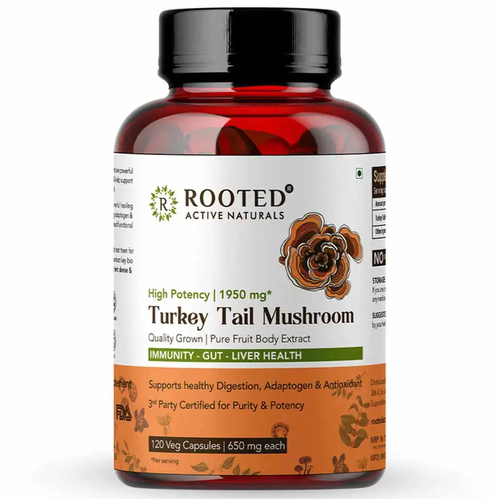 Rooted Active Naturals Turkey Tail Mushroom,  120 capsules