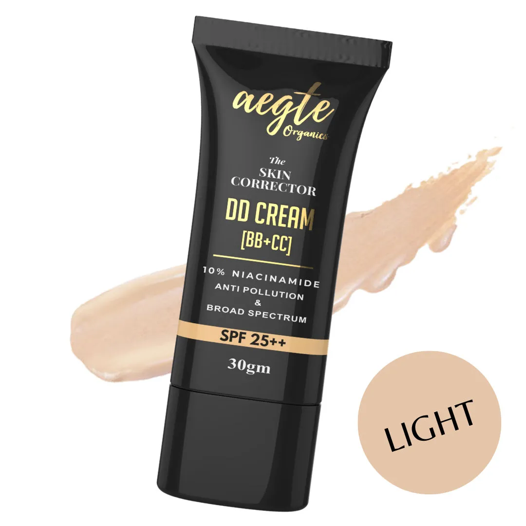 Aegte Organics Skin Corrector Dd Cream 10% Niacinamide & Broad Spectrum SPF 25++ - Light