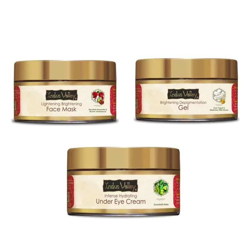 Indus Valley Face Care Combo Of Depigmentation Gel, Under Eye Cream & Skin Brightening Face Mask