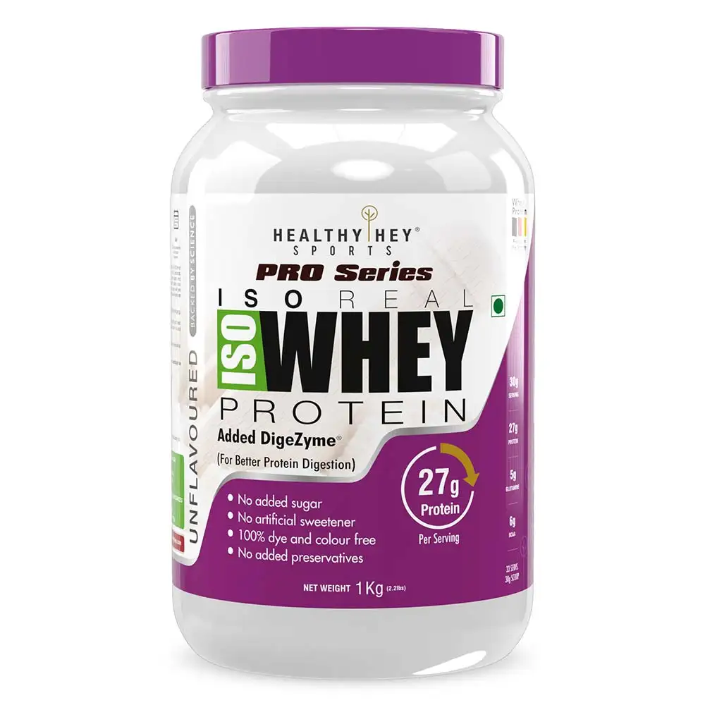 HealthyHey Sports Iso Whey Protein with DigeZyme,  2.2 lb  Unflavoured