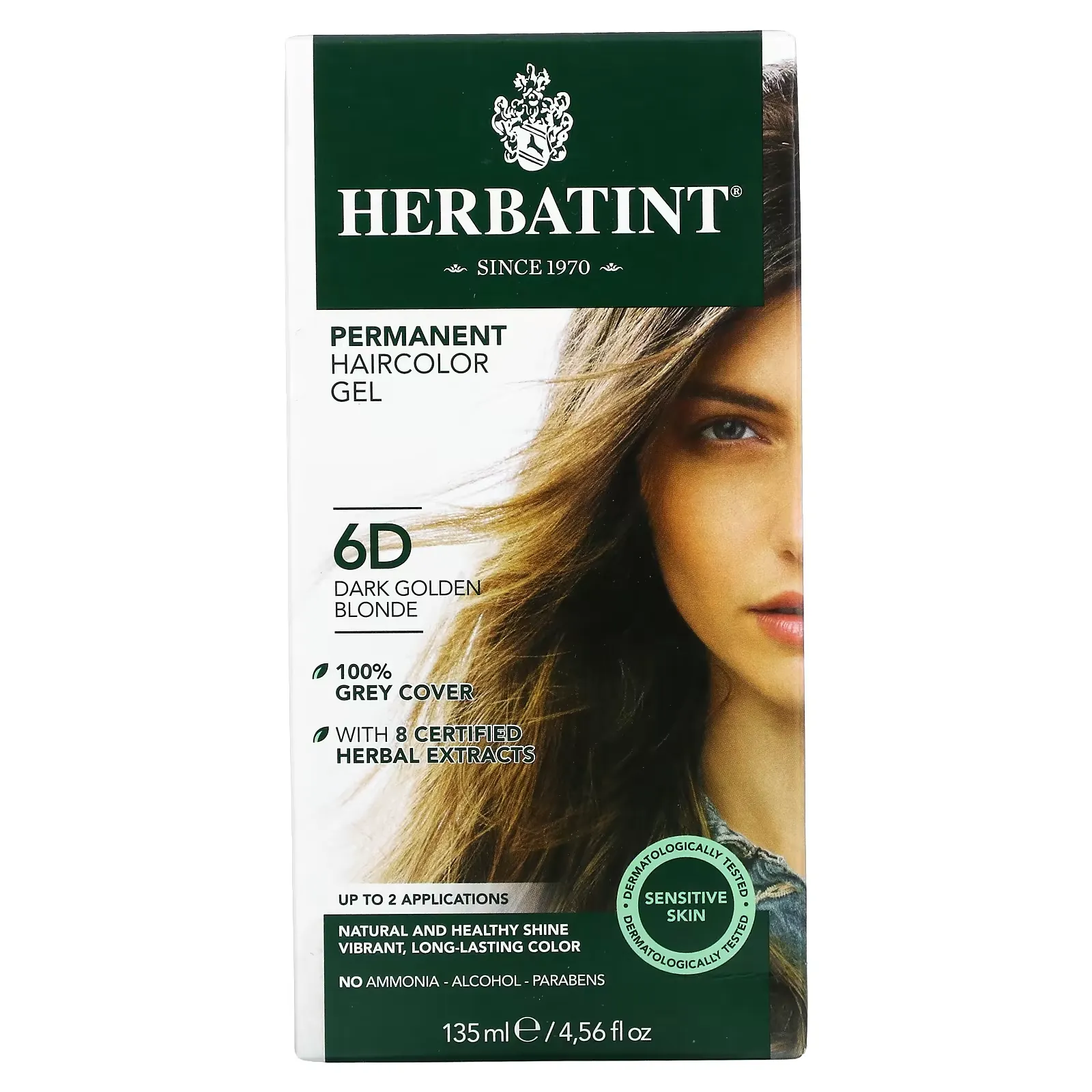 Permanent Haircolor Gel, 6D, Dark Golden Blonde, 4.56 fl oz (135 ml)