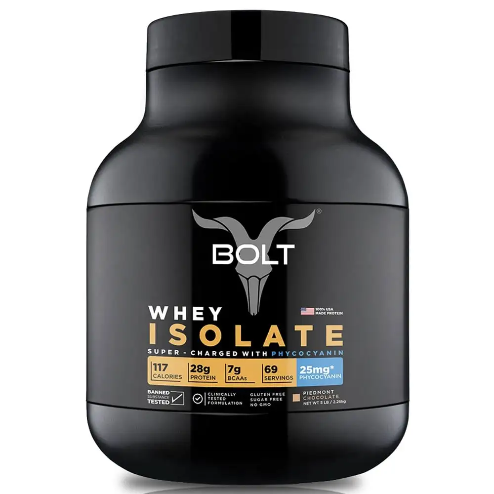 Bolt Whey Isolate Super-Charged With Phycocyanin,  5 lb  Piedmont Chocolate