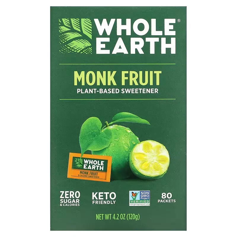 Plant-Based Sweetener, Monk Fruit, 80 Packets