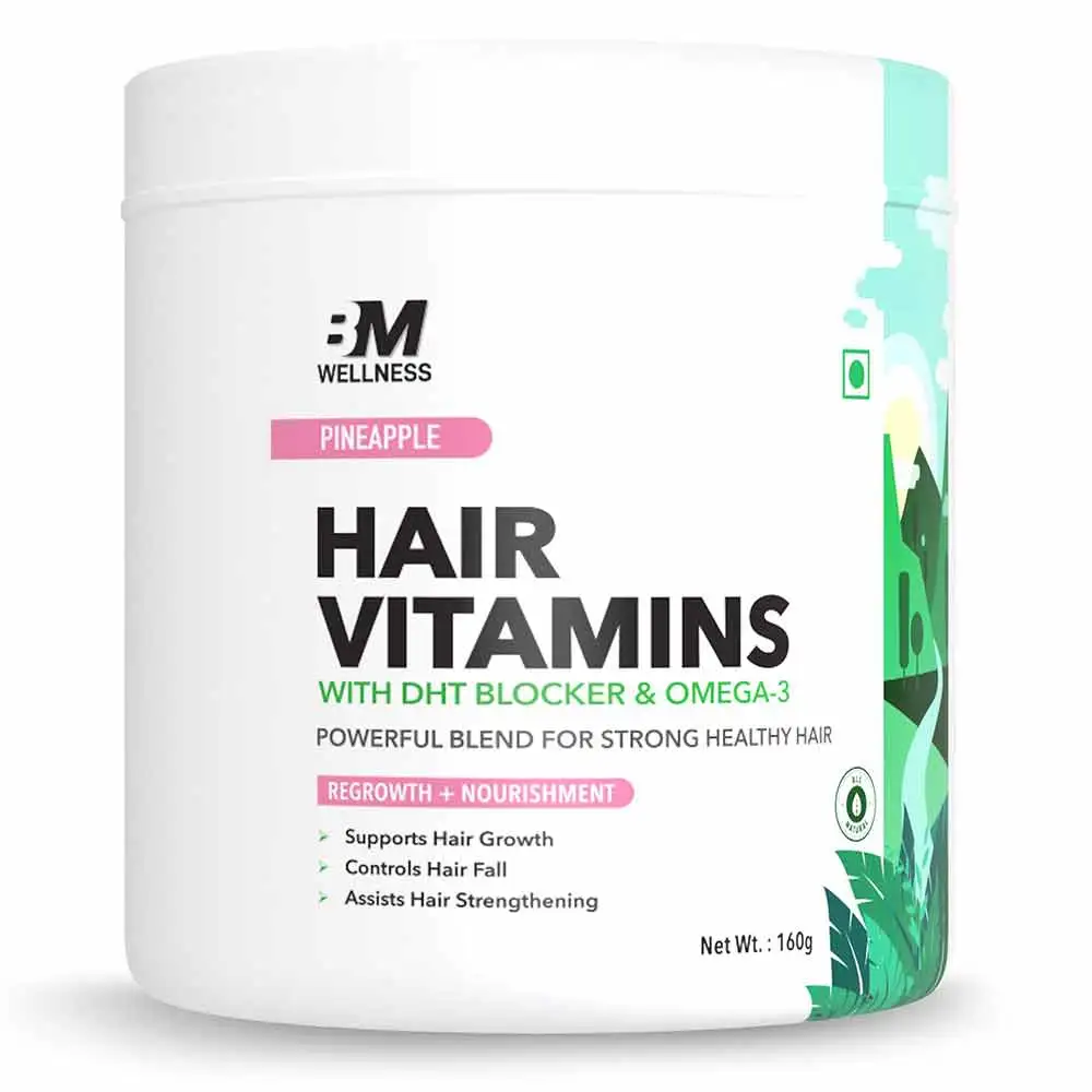 Big Muscles Hair Vitamins with DHT Blocker & Omega-3,  160 g  Pineapple