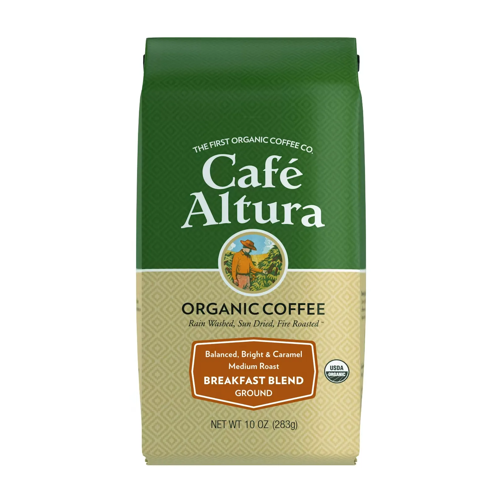 Organic Coffee, Breakfast Blend, Ground, Medium Roast, 10 oz (283 g)