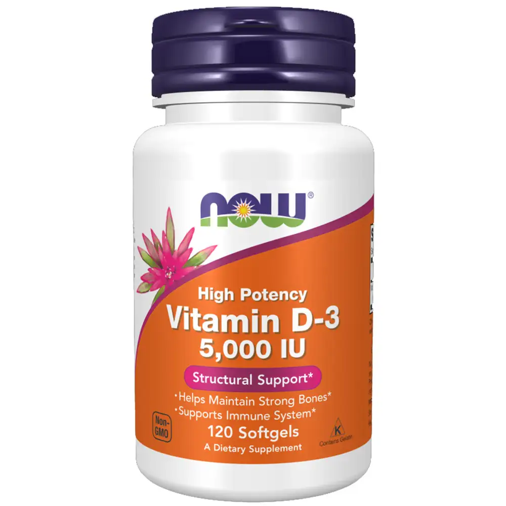 Now Vitamin D3 (5000 IU),  120 softgels  Unflavoured