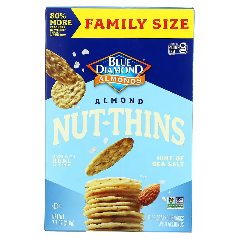 Almond Nut-Thins, Rice Cracker Snacks, Hint of Sea Salt, 7.7 oz (218 g)