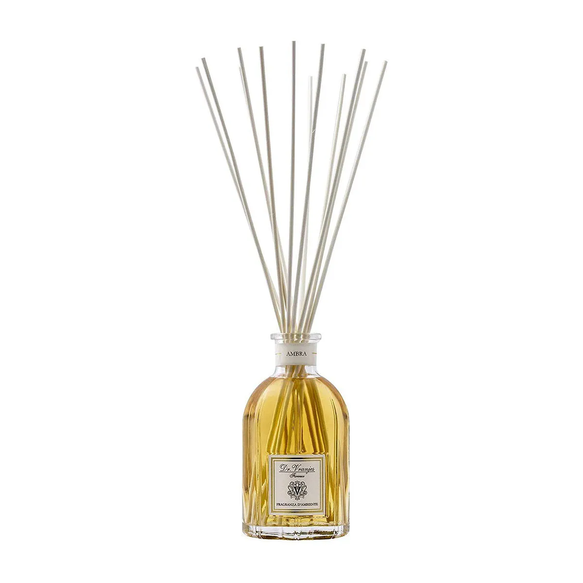 Dr.Vranjes Firenze Ambra 250 ml Glass Bottle with White Rattan Sticks (Nr.10 - H.34 )