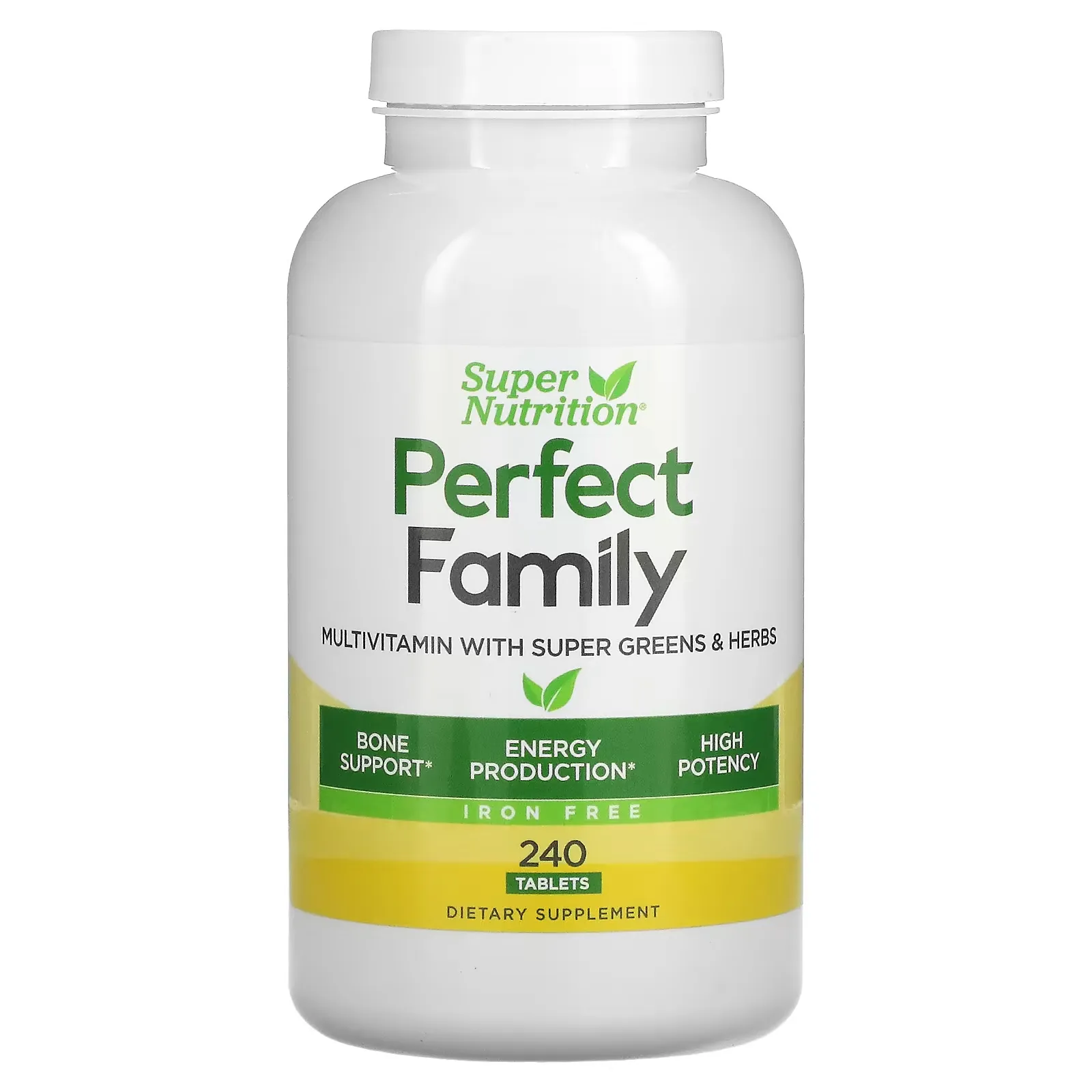 Perfect Family, Multivitamin with Super Greens & Herbs, Iron Free, 240 Tablets