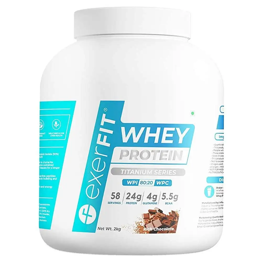 exerFIT Titanium Whey Protein Isolate with CLA & L Carnitine,  4.4 lb  Rich Chocolate