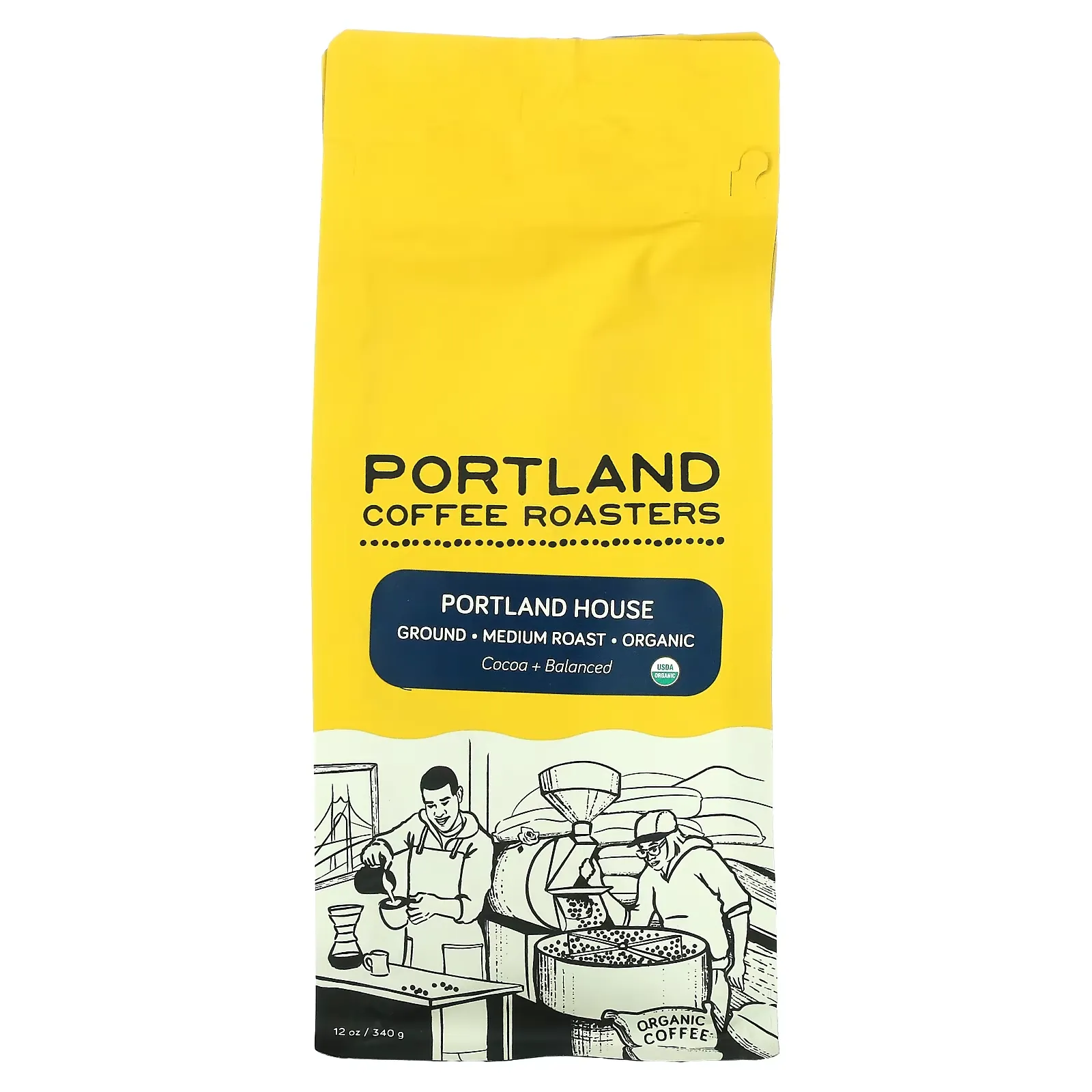 Organic Coffee, Ground, Medium Roast, Portland House, 12 oz (340 g)