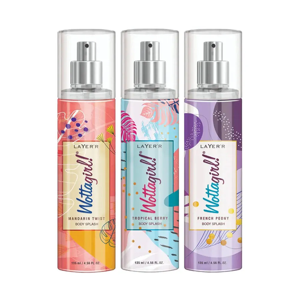 Layer'r Wottagirl Mandarin Twist, French Peony & Tropical Berry Body Splash Combo