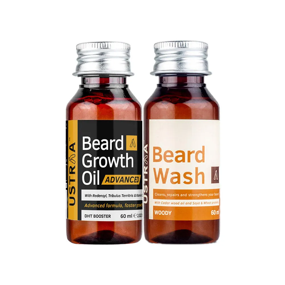 Ustraa Beard Growth Oil Advanced 60ml & Beard Wash Woody