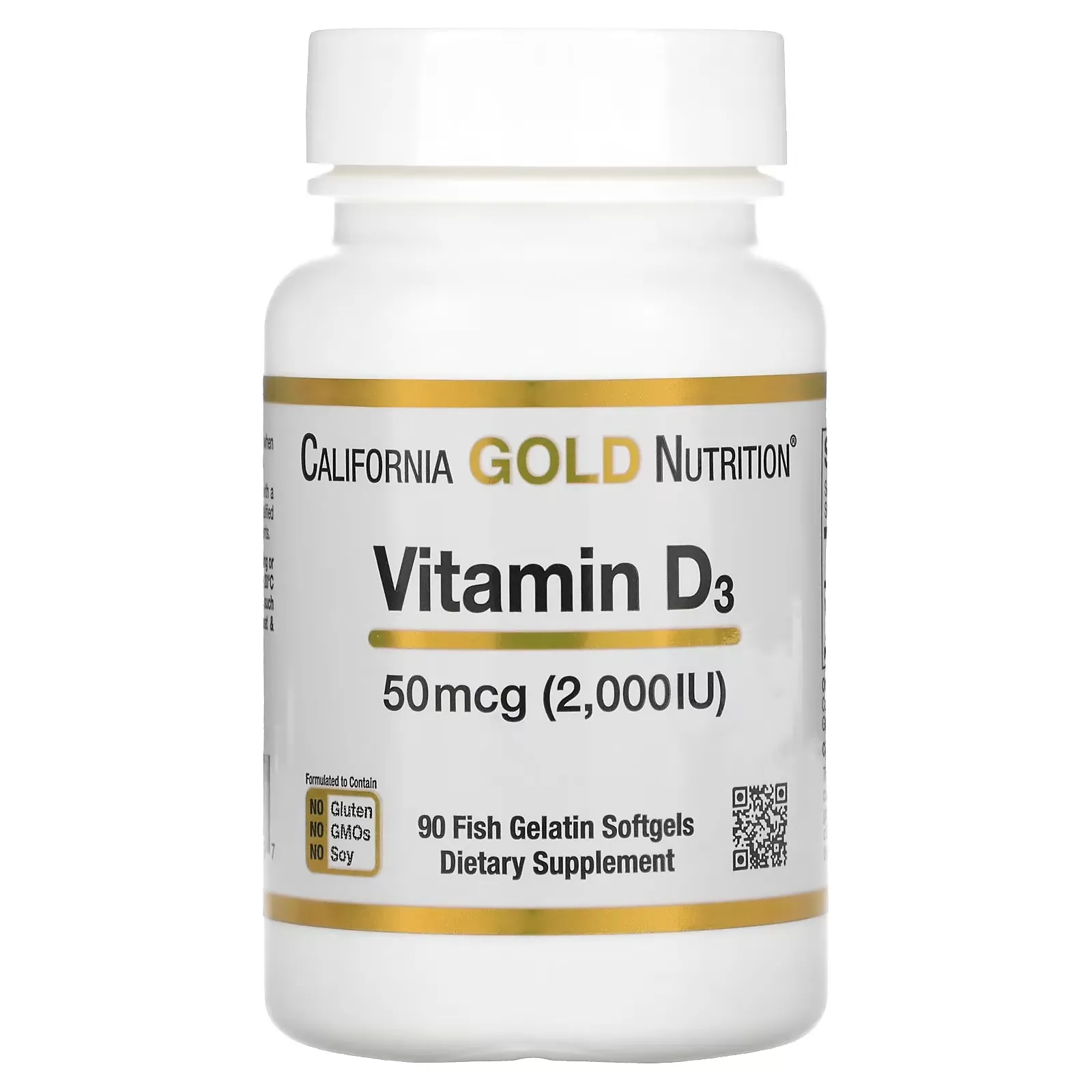 Vitamin D3, 50 mcg (2,000 IU), 90 Fish Gelatin Softgels