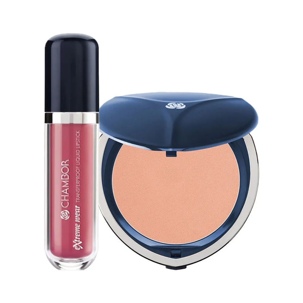 Chambor Silver Shadow Noisette Compact & Rosemantic Liquid Lipstick Combo