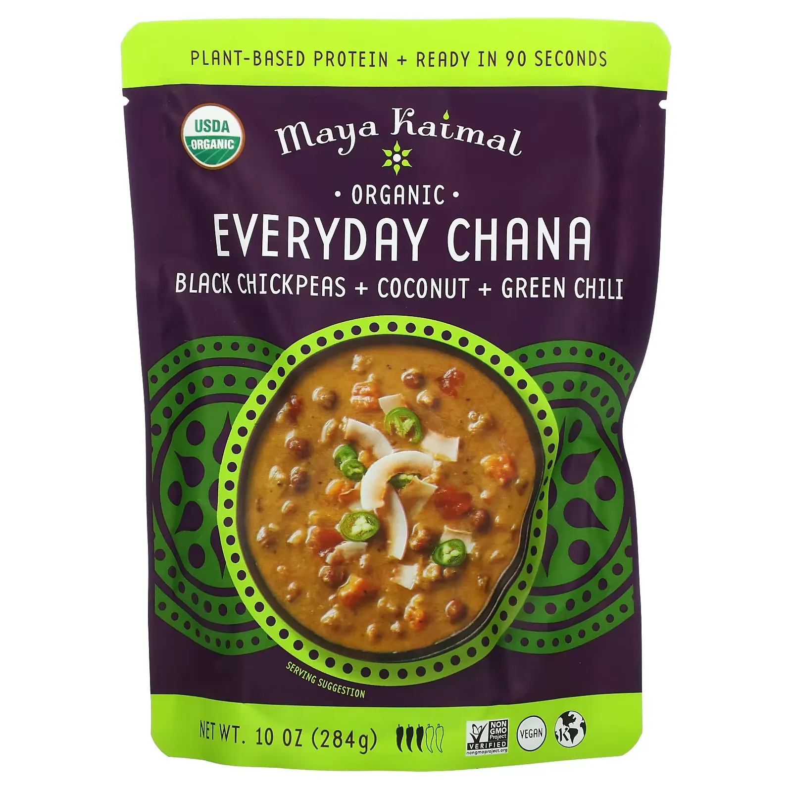 Organic Everyday Chana, Black Chickpeas + Coconut + Green Chili, 10 oz (284 g)