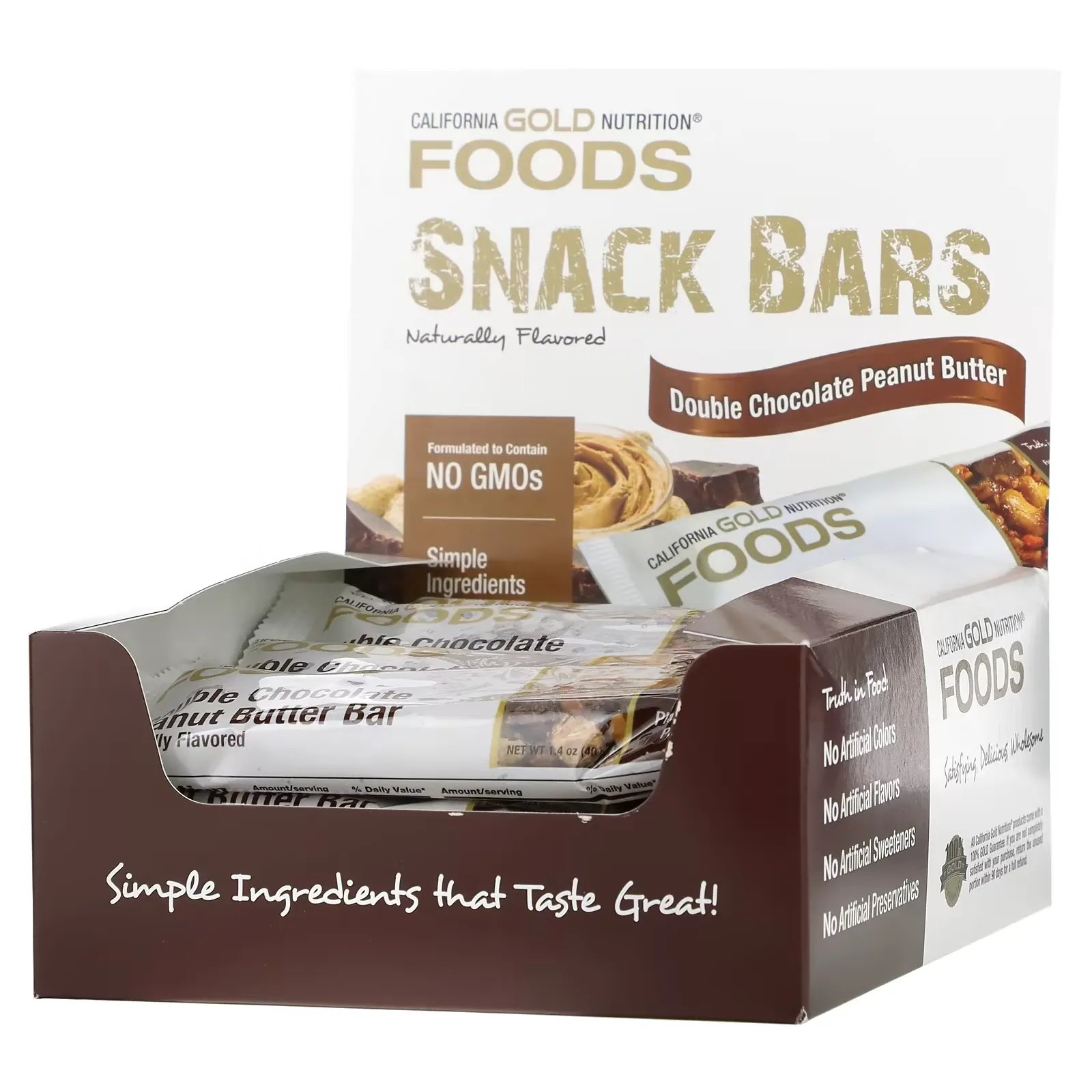 FOODS, Double Chocolate Peanut Butter Flavor Bars, 12 Bars, 1.4 oz (40 g) Each