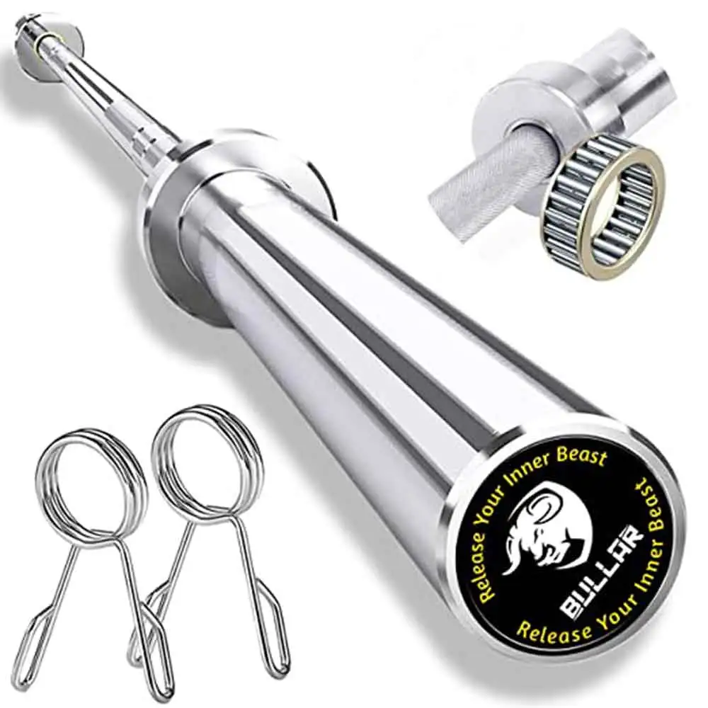 BULLAR 7 Feet Olympic Barbell Rod,  Silver (Spring Lock)