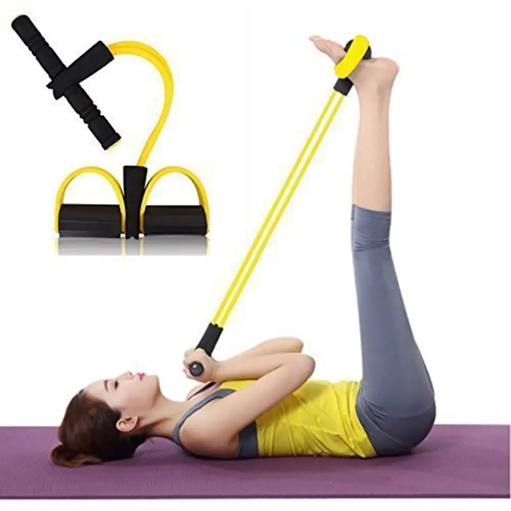 K Kudos Pull Reducer Training Bands 4 Tubes Body Trimmer,  Yellow  Free Size