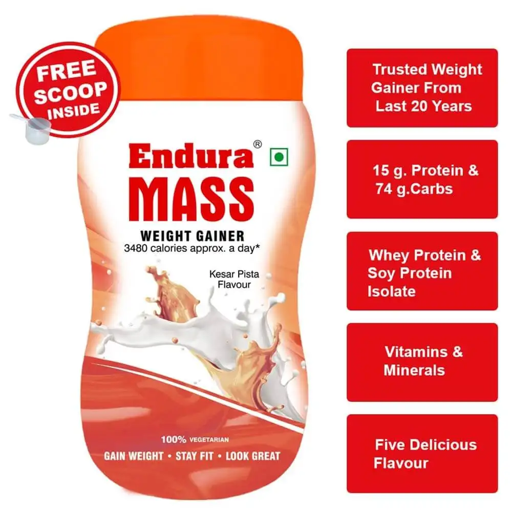 Endura Mass Weight Gainer,  1.1 lb  Kesar Pista