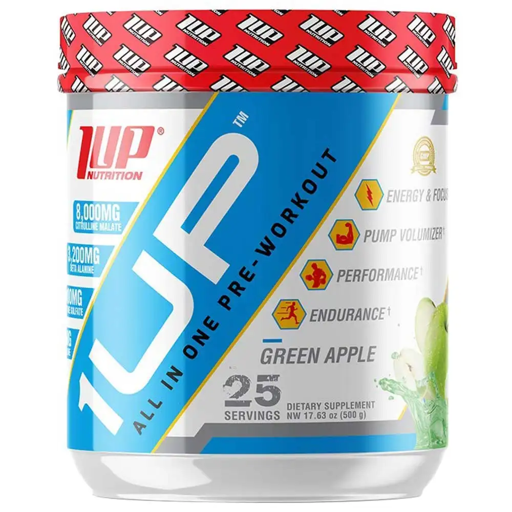 1UP Nutrition All In One Pre Workout,  1.1 lb  Green Apple