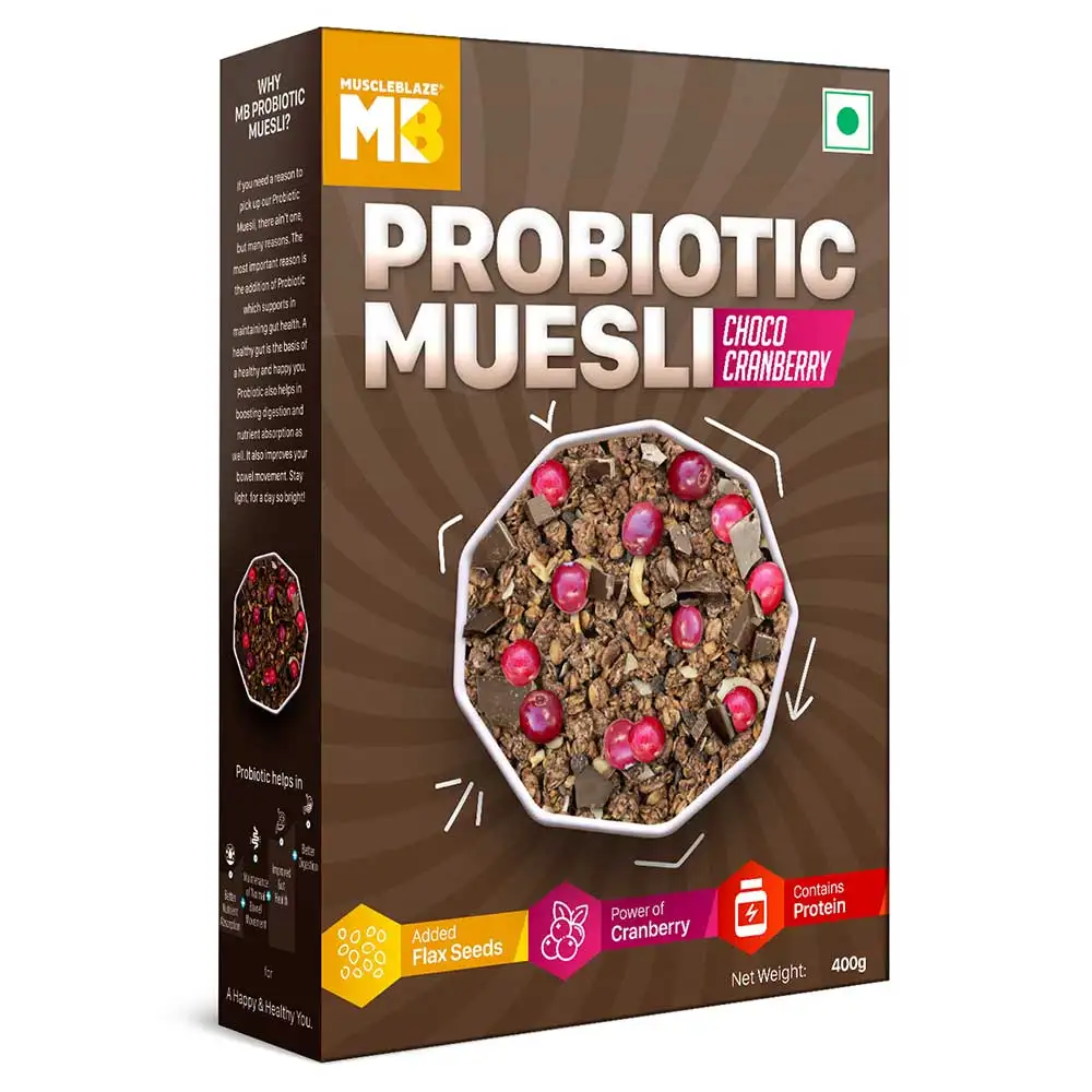 MuscleBlaze Probiotic Muesli,  0.4 kg  Choco Cranberry