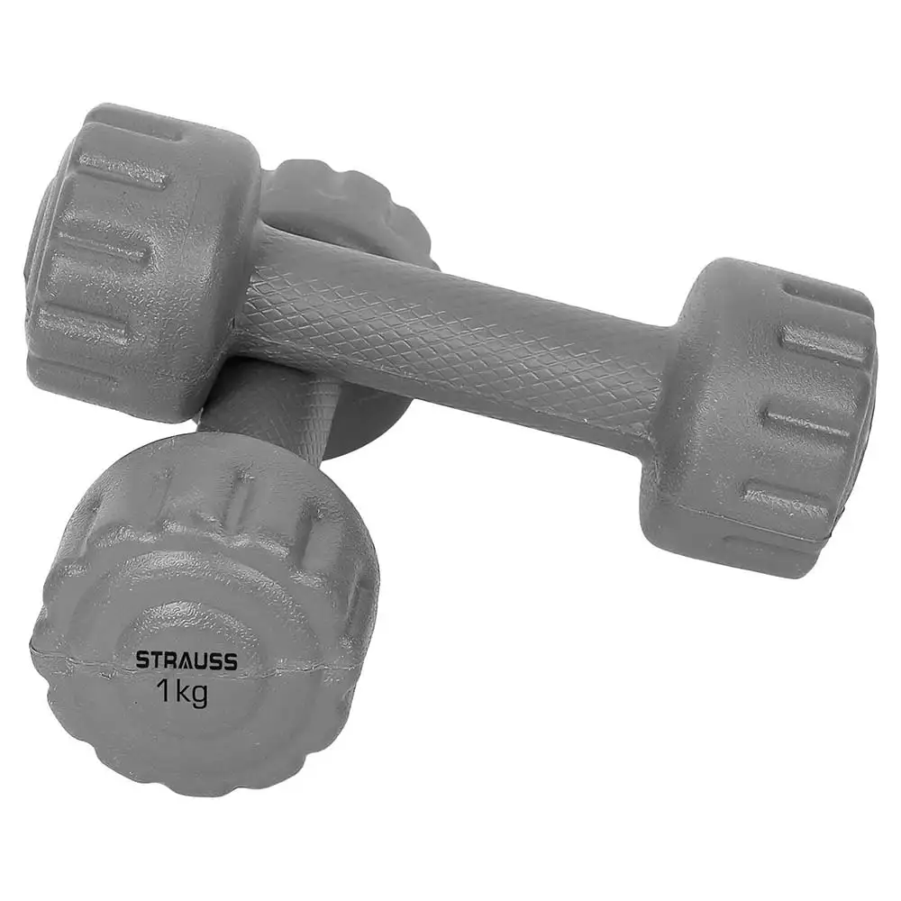 Strauss PVC Dumbbell Set,  Grey  1 kg