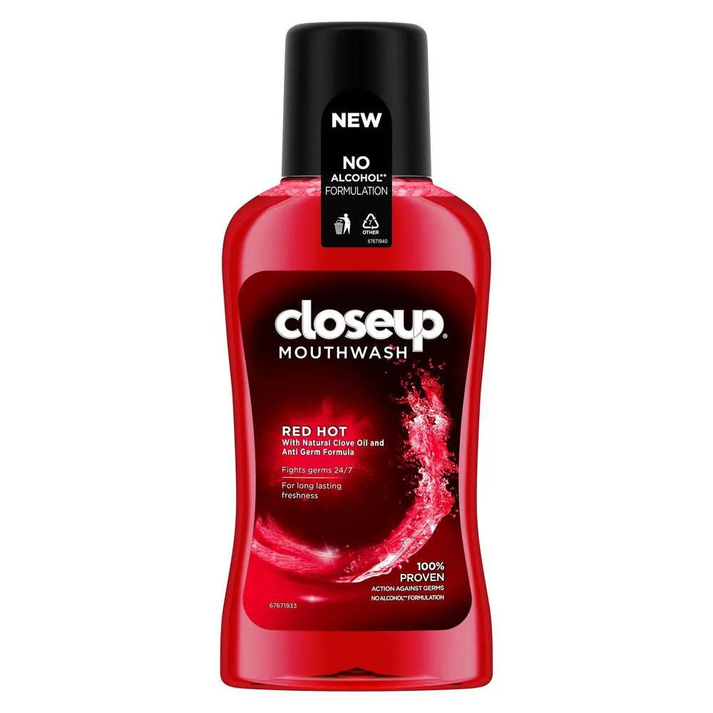 Closeup Red Hot Anti Germ Mouthwash