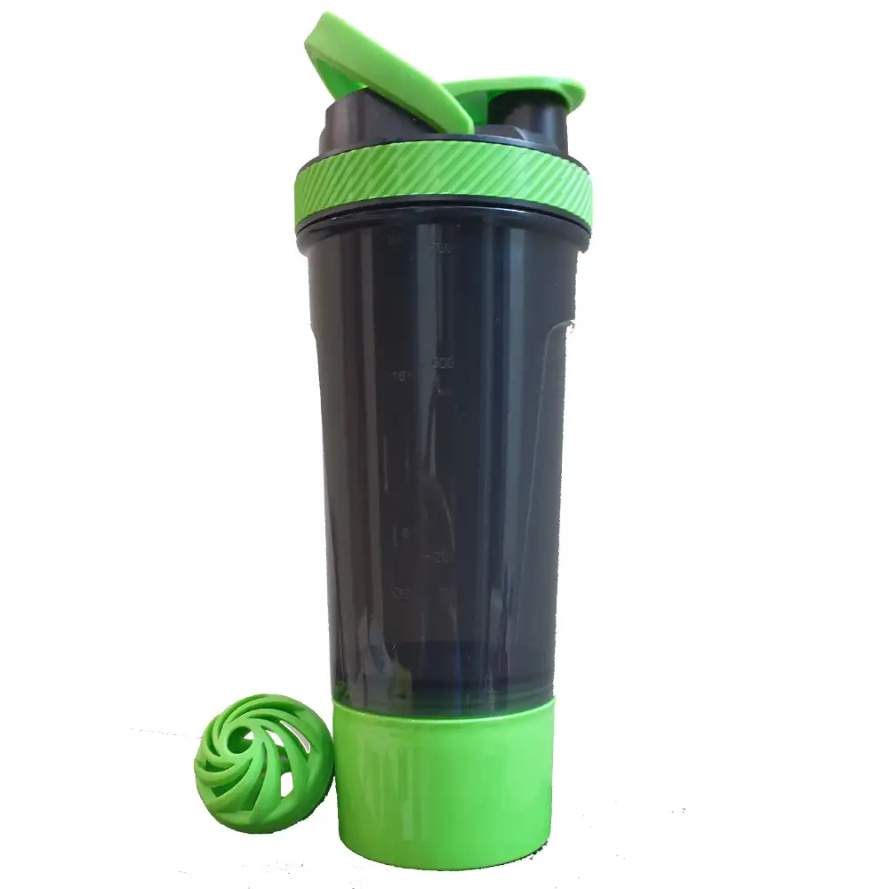 GHC Shaker Bottle with Extra Storage Box,  Green & Black  700 ml