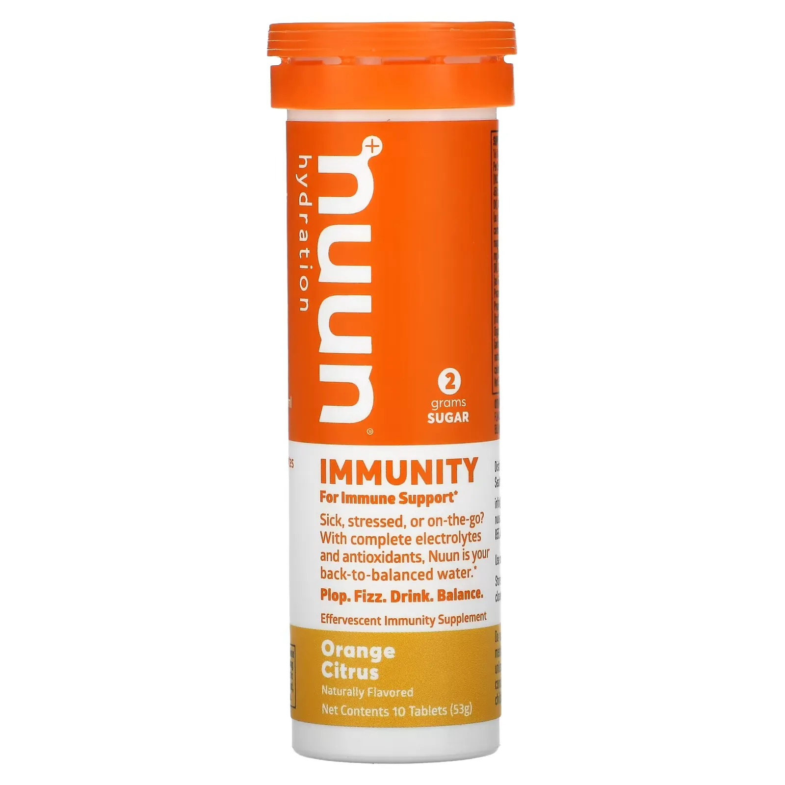 Hydration, Immunity, Effervescent Immunity Supplement, Orange Citrus, 10 Tablets