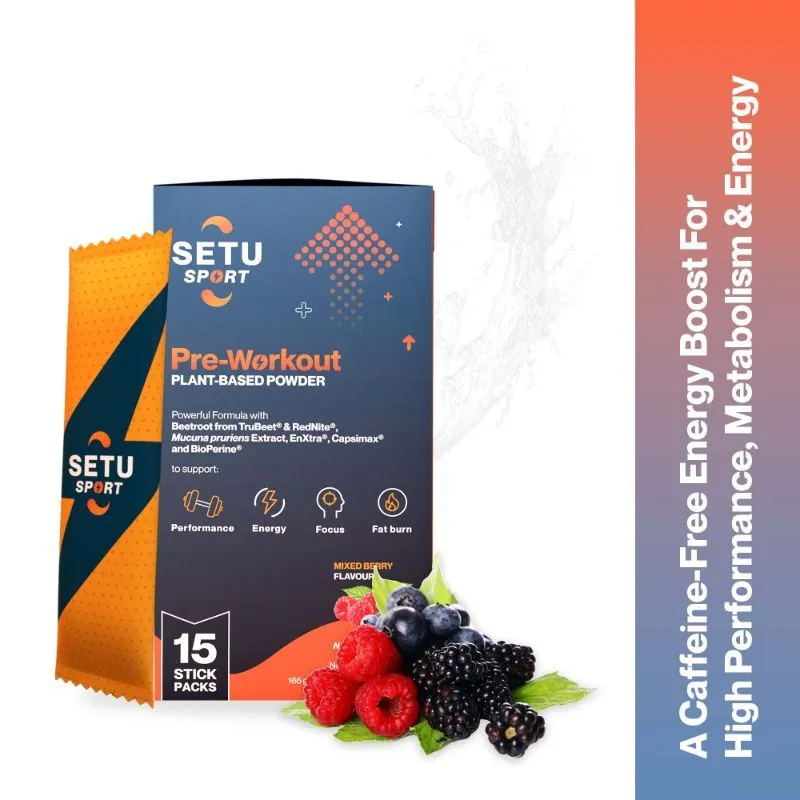 Setu Sport Pre-Workout Plant-Based Powder - Mixed Berry Flavour